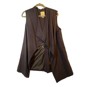 Elevenses Vest Size‎ L Blue Wool Blend Open Front Anthropologie